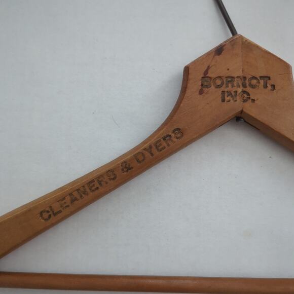 Vintage Wooden Clothes Hanger Bornot, Inc. Cleaners & Dyers Philadelphia PA - Picture 2 of 4